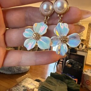 Baublbear Pearl and Floral Drop Earrings